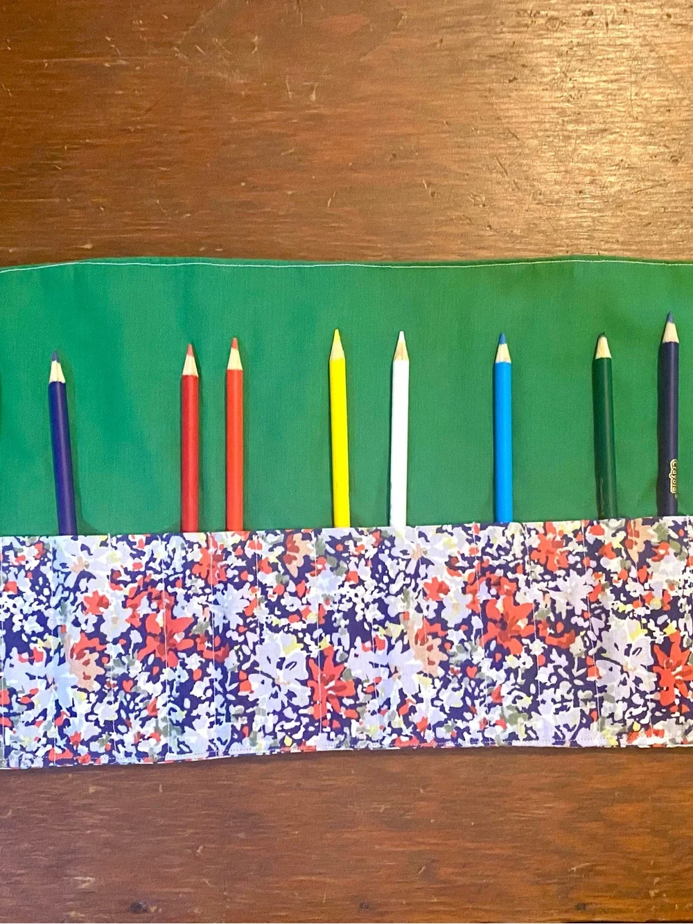 Handmade Floral Pencil Roll-Up Case
